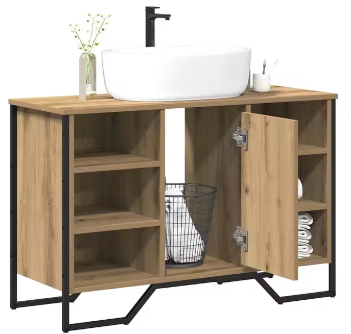 Elegante Eiken Wastafelkast – Moderne Badkamerkast 91×35×60 cm