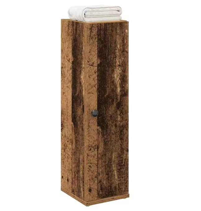 Vintage Houten Badkamerkast – Rustieke Opbergkast met Handdoekhouder (72 cm)