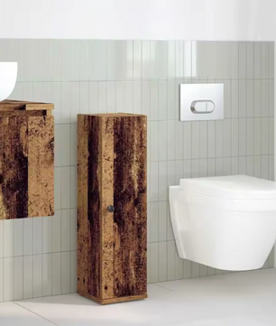 Vintage Houten Badkamerkast – Rustieke Opbergkast met Handdoekhouder (72 cm)