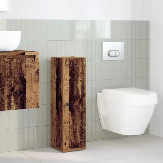 Vintage Houten Badkamerkast – Rustieke Opbergkast met Handdoekhouder (72 cm)