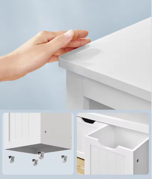 Kinderspeelgoed Opbergkast met Laden op Wielen – Witte Speelgoedkast 102×30×60 cm