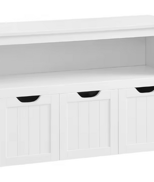 Kinderspeelgoed Opbergkast met Laden op Wielen – Witte Speelgoedkast 102×30×60 cm