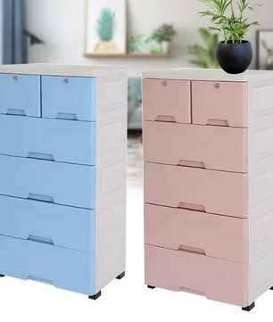 Kunststof Opbergkast met Laden – Woonkamer en Slaapkamer Kast op Wielen