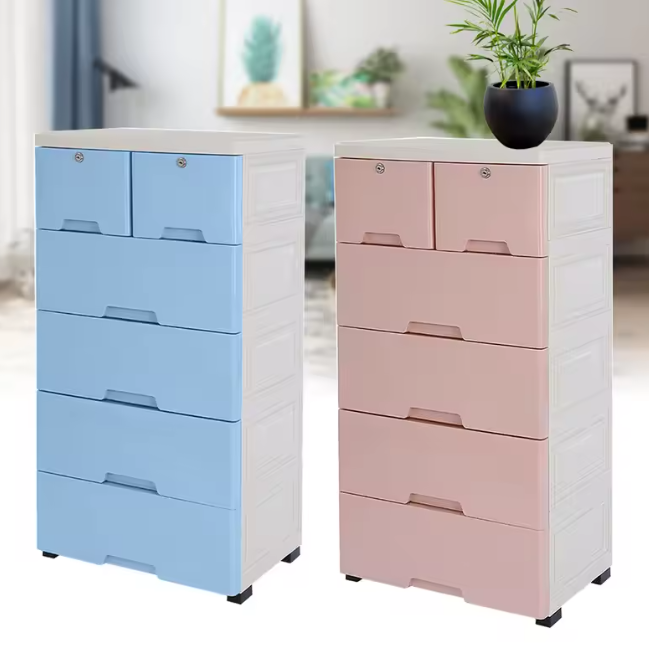 Kunststof Opbergkast met Laden – Woonkamer en Slaapkamer Kast op Wielen