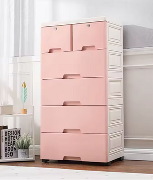 Kunststof Opbergkast met Laden – Woonkamer en Slaapkamer Kast op Wielen