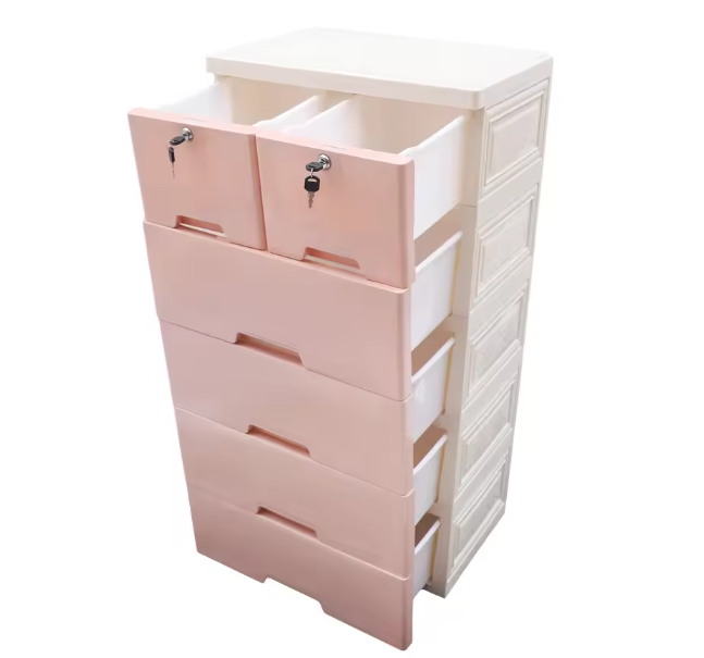 Kunststof Opbergkast met Laden – Woonkamer en Slaapkamer Kast op Wielen