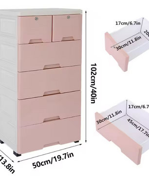 Kunststof Opbergkast met Laden – Woonkamer en Slaapkamer Kast op Wielen