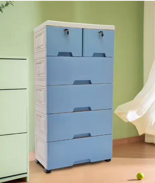 Kunststof Opbergkast met Laden – Woonkamer en Slaapkamer Kast op Wielen