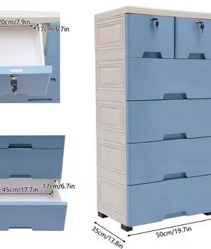 Kunststof Opbergkast met Laden – Woonkamer en Slaapkamer Kast op Wielen