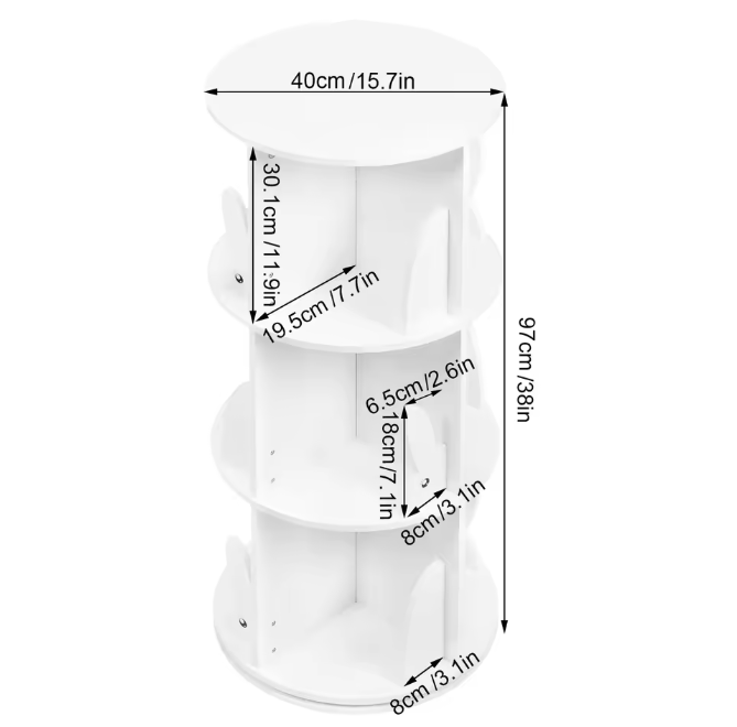 Roterende Kinderboekenkast – 360° Draaibare Boekenkast 40×97 cm