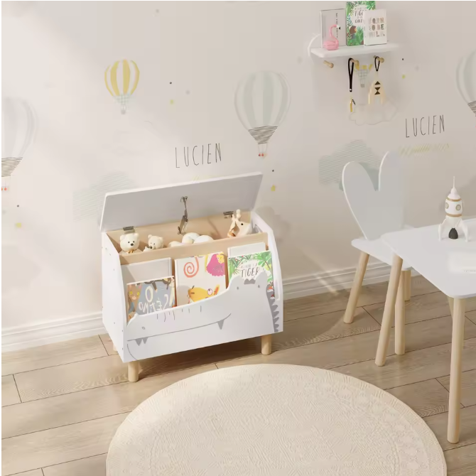 Kinderboekenkast met Speelgoedopbergbank – 60×44×30 cm