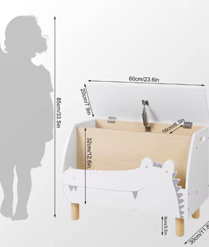 Kinderboekenkast met Speelgoedopbergbank – 60×44×30 cm