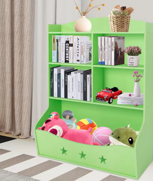 Kinderboekenkast met Speelgoedopberger – 3,5 Laags Kast 76,5×34×93 cm