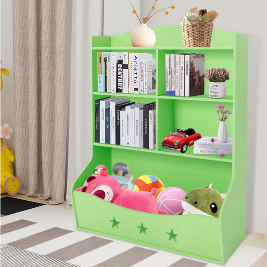 Kinderboekenkast met Speelgoedopberger – 3,5 Laags Kast 76,5×34×93 cm