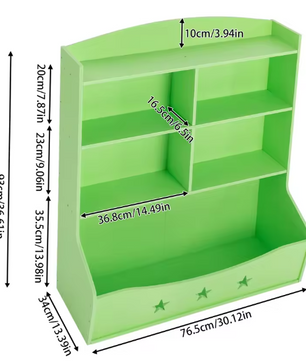 Kinderboekenkast met Speelgoedopberger – 3,5 Laags Kast 76,5×34×93 cm