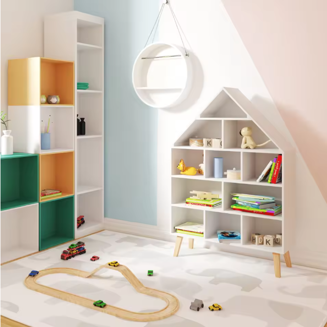 Kinderboekenkast met 5 Niveaus – Speelgoedorganizer 80×24×116 cm