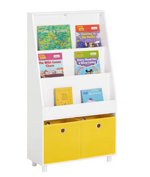 Kinderboekenkast met 3 Vakken en 2 Opbergbakken – 81×78×35 cm