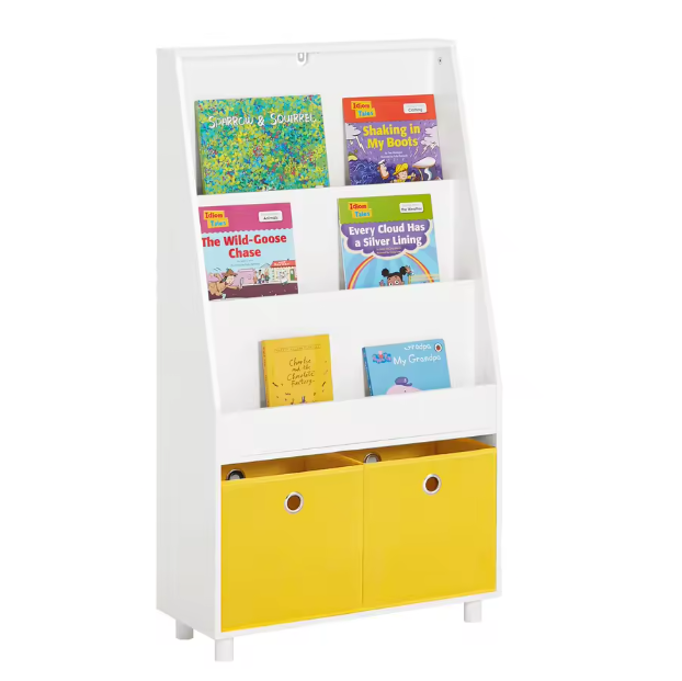 Kinderboekenkast met 3 Vakken en 2 Opbergbakken – 81×78×35 cm