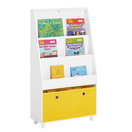Kinderboekenkast met 3 Vakken en 2 Opbergbakken – 81×78×35 cm