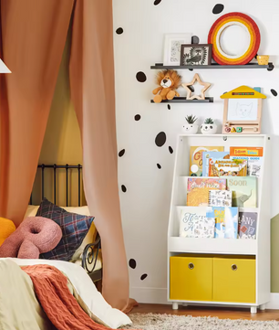 Kinderboekenkast met 3 Vakken en 2 Opbergbakken – 81×78×35 cm