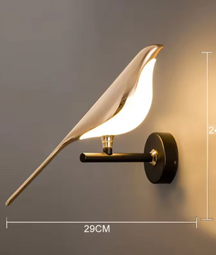Gouden Vogel Wandlamp – Creatieve LED Sfeerverlichting voor Woon- & Slaapkamer