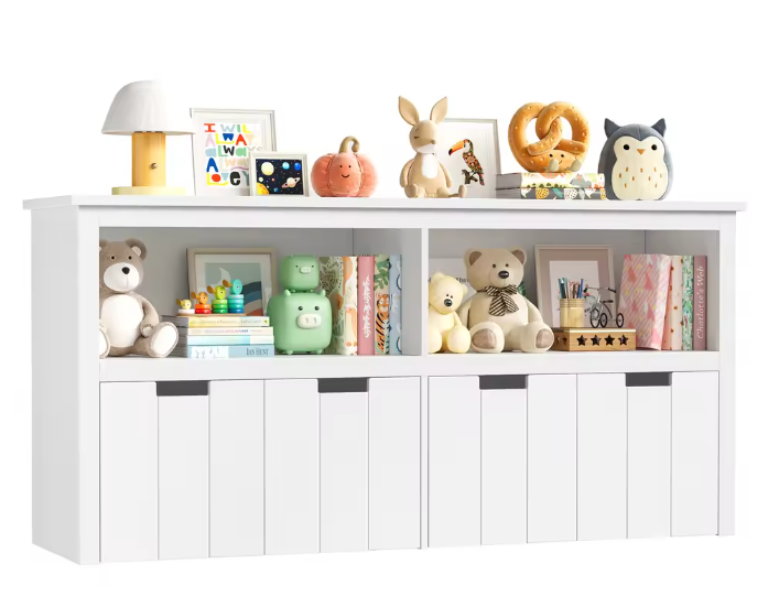 Speelgoedopbergkast met 4 Rolbare Lades – Kinderkast 120×33×61,5 cm