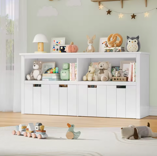 Speelgoedopbergkast met 4 Rolbare Lades – Kinderkast 120×33×61,5 cm