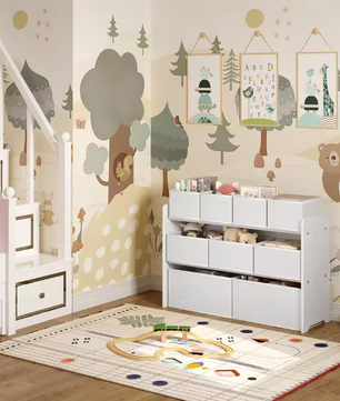 Kinderkast met 9 Opbergbakken – Speelgoedorganizer 92×60/68×30 cm