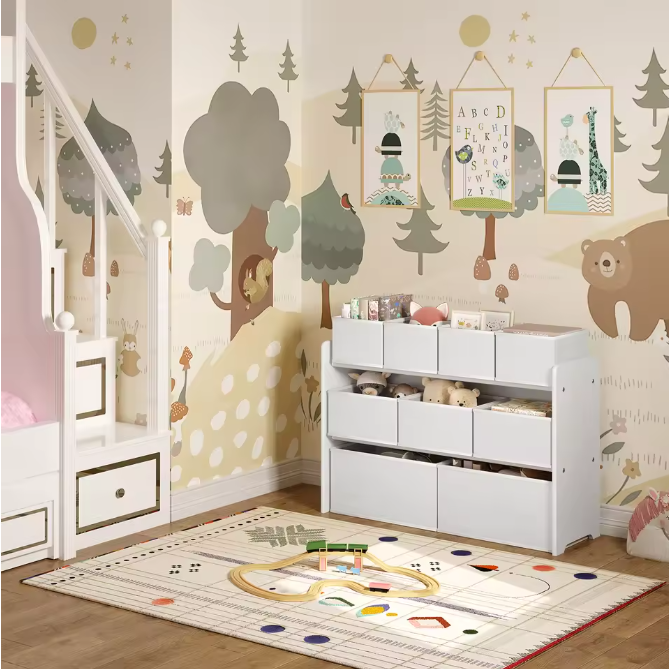 Kinderkast met 9 Opbergbakken – Speelgoedorganizer 92×60/68×30 cm