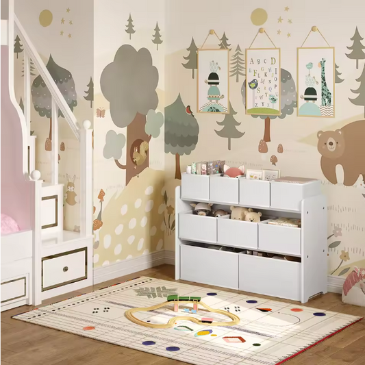 Kinderkast met 9 Opbergbakken – Speelgoedorganizer 92×60/68×30 cm