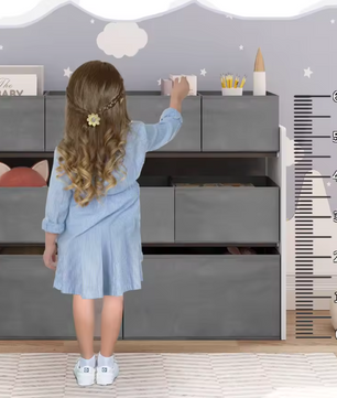 Kinderkast met 9 Opbergbakken – Speelgoedorganizer 92×60/68×30 cm