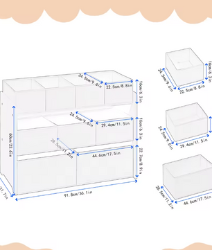 Kinderkast met 9 Opbergbakken – Speelgoedorganizer 92×60/68×30 cm