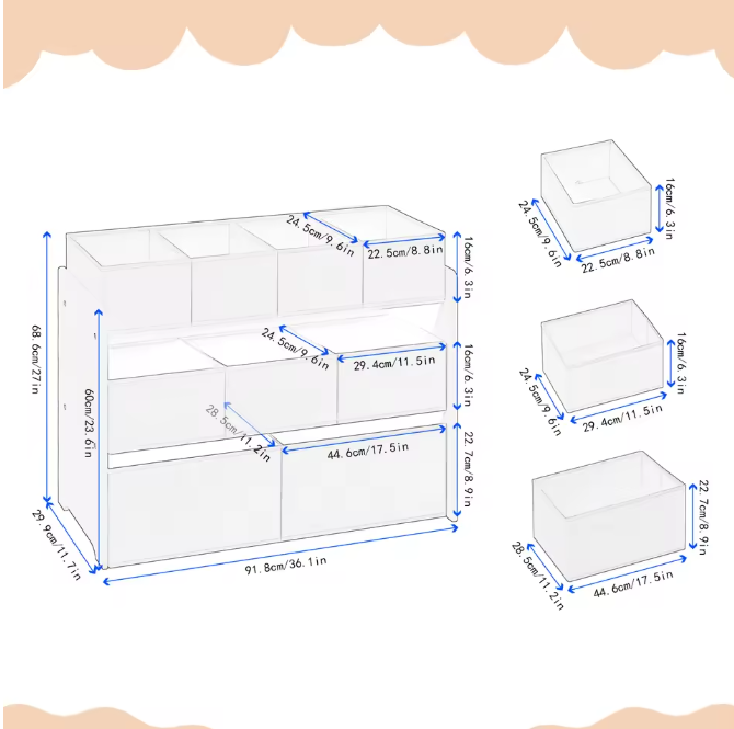 Kinderkast met 9 Opbergbakken – Speelgoedorganizer 92×60/68×30 cm
