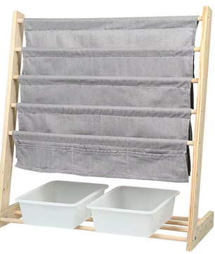 Kinderboekenkast met 4 Planken en 2 Speelgoedboxen – 78×69×33 cm