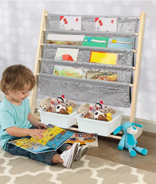 Kinderboekenkast met 4 Planken en 2 Speelgoedboxen – 78×69×33 cm