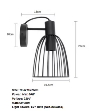 Vintage Industriële Wandlamp – Metaal & Hout, E27 Fitting