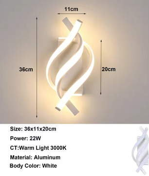 Moderne LED Wandlamp 22W – Witte Wandkandelaar met Spiraal Design