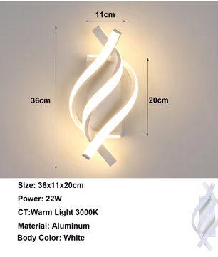 Moderne LED Wandlamp 22W – Witte Wandkandelaar met Spiraal Design