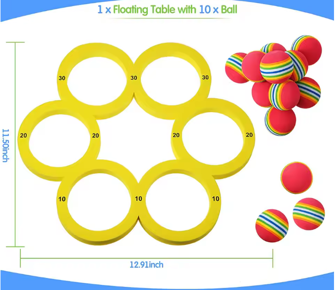 Zwembad Drijvend Werpspel – Complete Set met 10 Ballen, Voor Kinderen & Volwassenen