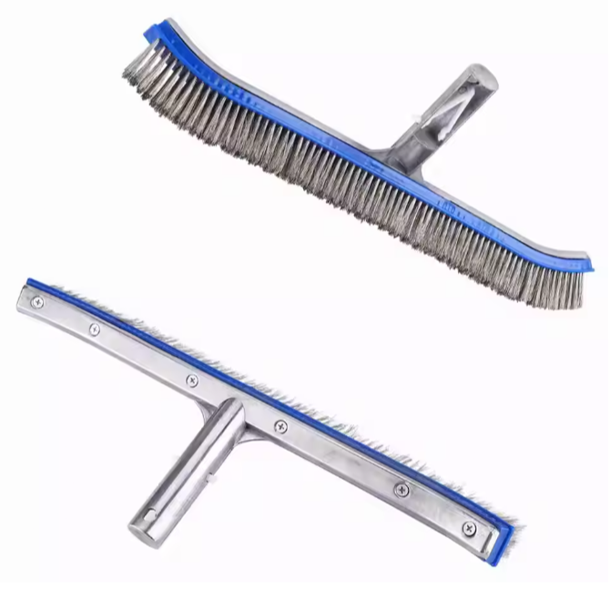 Zwembad Stalen Reinigingsborstel – 44 cm Breed, Aluminium Frame & Roestvrijstalen Borstelharen