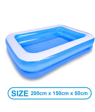 Groot Opblaasbaar Familiezwembad – PVC, Rechthoekig, Comfortabele Bodem & Meerdere Maten
