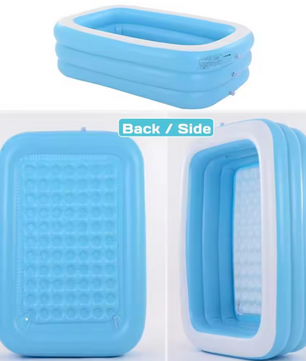 Groot Opblaasbaar Familiezwembad – PVC, Rechthoekig, Comfortabele Bodem & Meerdere Maten