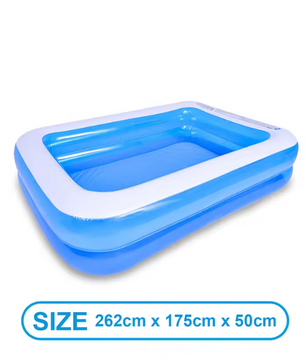 Groot Opblaasbaar Familiezwembad – PVC, Rechthoekig, Comfortabele Bodem & Meerdere Maten