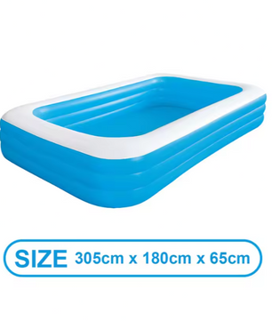 Groot Opblaasbaar Familiezwembad – PVC, Rechthoekig, Comfortabele Bodem & Meerdere Maten