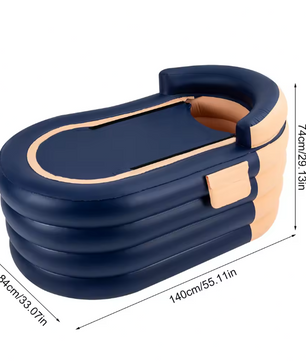 Opblaasbare Badkuip met Ergonomische Rugleuning – PVC, Inclusief Draadloze Oplaadbare Pomp, 220 kg Draagvermogen