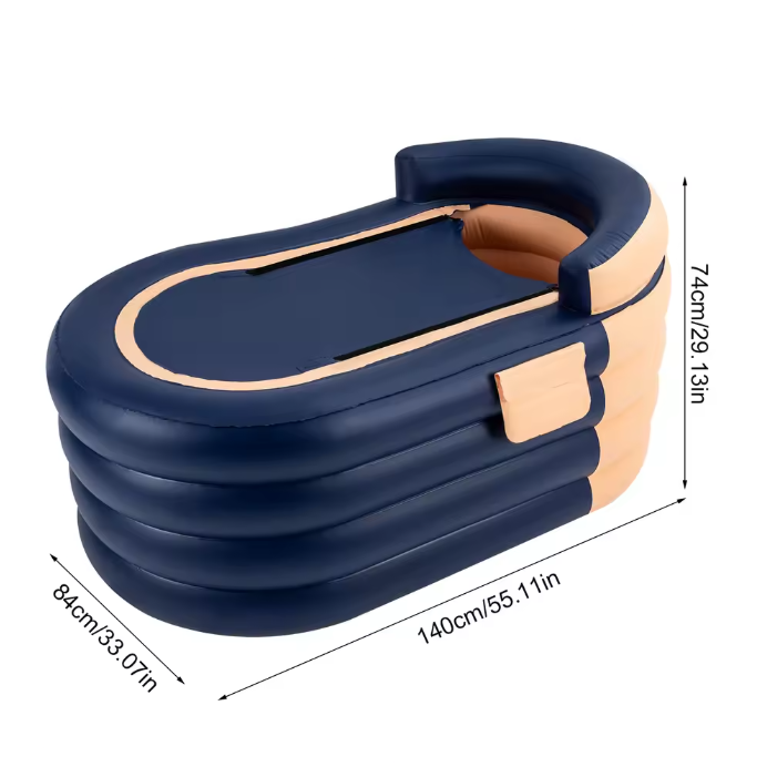Opblaasbare Badkuip met Ergonomische Rugleuning – PVC, Inclusief Draadloze Oplaadbare Pomp, 220 kg Draagvermogen