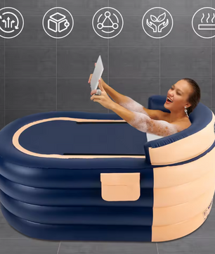 Opblaasbare Badkuip met Ergonomische Rugleuning – PVC, Inclusief Draadloze Oplaadbare Pomp, 220 kg Draagvermogen