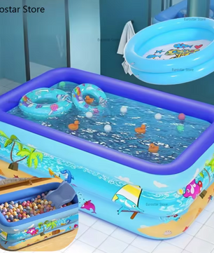 Opblaasbaar Kinderzwembad – PVC Cartoon Ontwerp, Verdikt & Geschikt voor Binnen en Buiten
