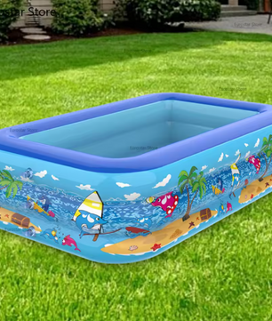 Opblaasbaar Kinderzwembad – PVC Cartoon Ontwerp, Verdikt & Geschikt voor Binnen en Buiten