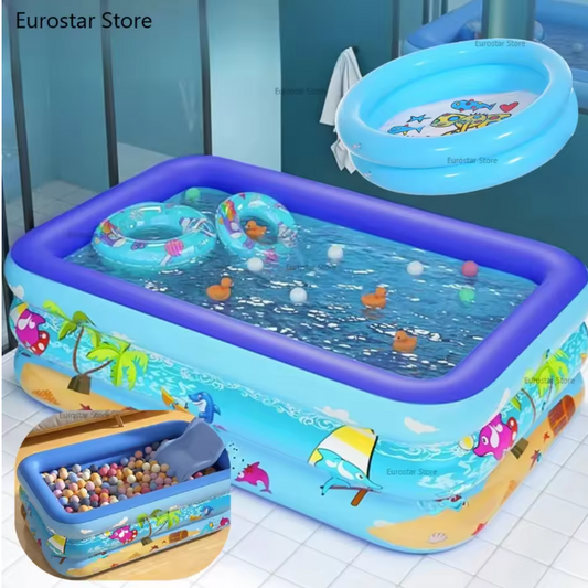 Opblaasbaar PVC Kinderzwembad – Cartoon Design, Drielaagse Verdikte Wanden, Geschikt voor Binnen en Buiten